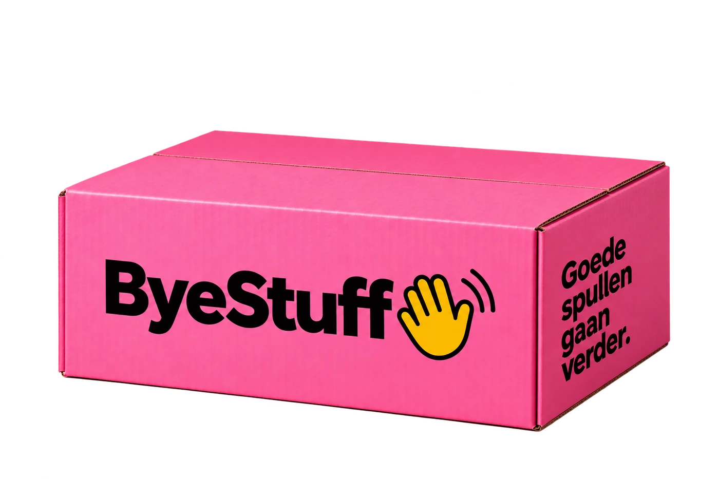 Gesloten roze ByeStuff-doos